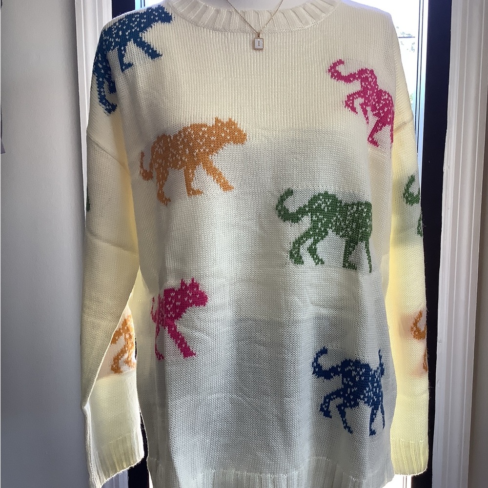 Colorful Animal Print Sweater